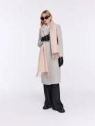 Double-sided wool scarf with fringes and cashmere accents