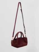 Suede handbag in burgundy