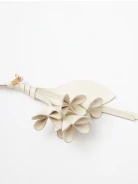 Leather cream keyring with floral motif