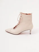 Beige heeled ankle boots made of genuine leather