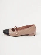 Quilted leather ballerina flats with black toes