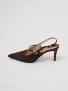 Brown leather pumps
