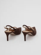 Brown leather pumps
