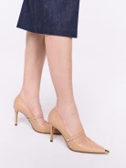 Leather pumps with metal toe caps