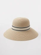 A large hat with a decorative ribbon