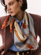 Double-sided silk scarf with hand-stitched edges