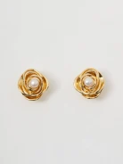 Gold-plated rose-shaped earrings