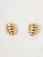 Gold-plated earrings with a ribbed finish