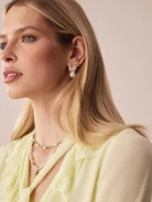 Gold-plated rose-shaped earrings with pearls