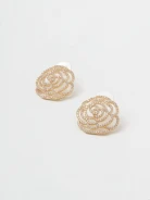 Rose-shaped earrings with zirconia stones