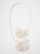 Double necklace made of glass pearls with flowers