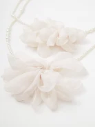 Double necklace made of glass pearls with flowers