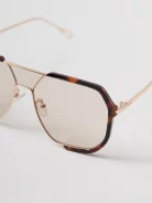 Gold sunglasses with animal-print frames