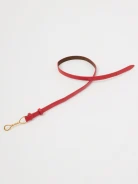 Red bombato leather belt with decorative buckle