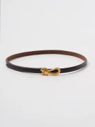 Leather belt with a decorative buckle