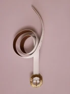 Cream-colored strap made of genuine Bombato leather