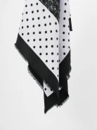 Patterned wool scarf with silk accents