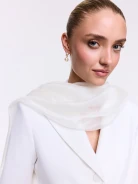 A narrow scarf with ecru-colored silk