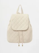 Cream quilted leather backpack