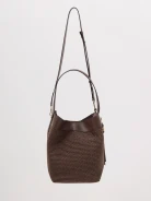 Czekoladowa torebka skórzana bucket bag