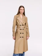Brown leather double-breasted coat