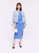 Blue midi dress with a fitted cut