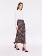 Brown midi skirt with polka dots made of satin viscose