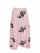 Powder Pink Floral Midi Skirt