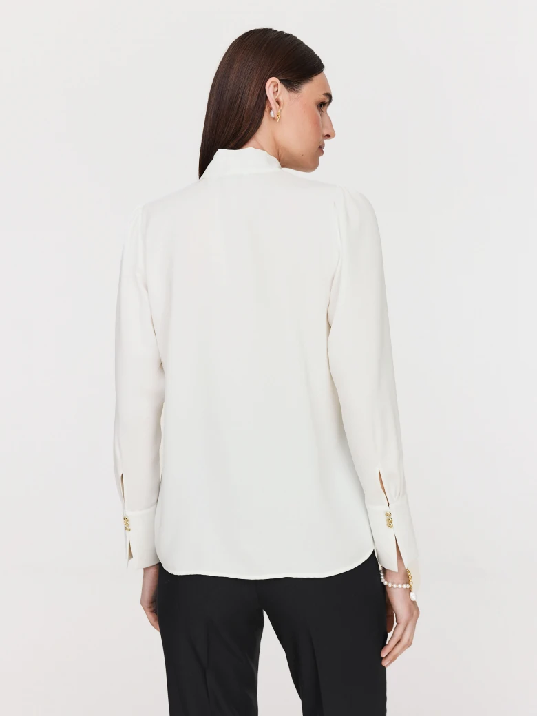 Cream blouse with neck ties