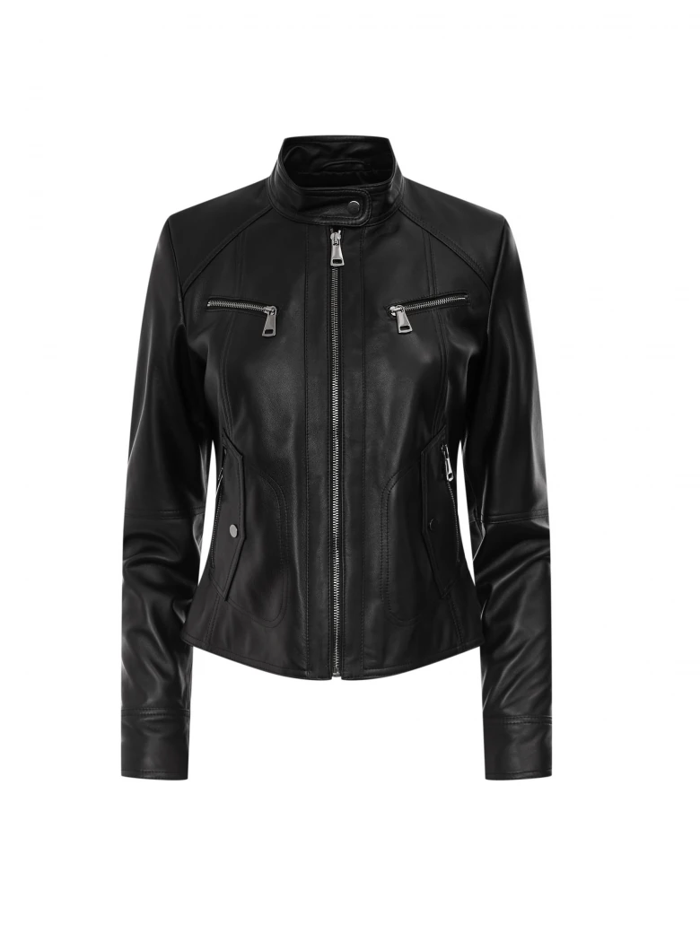 Short leather jacket