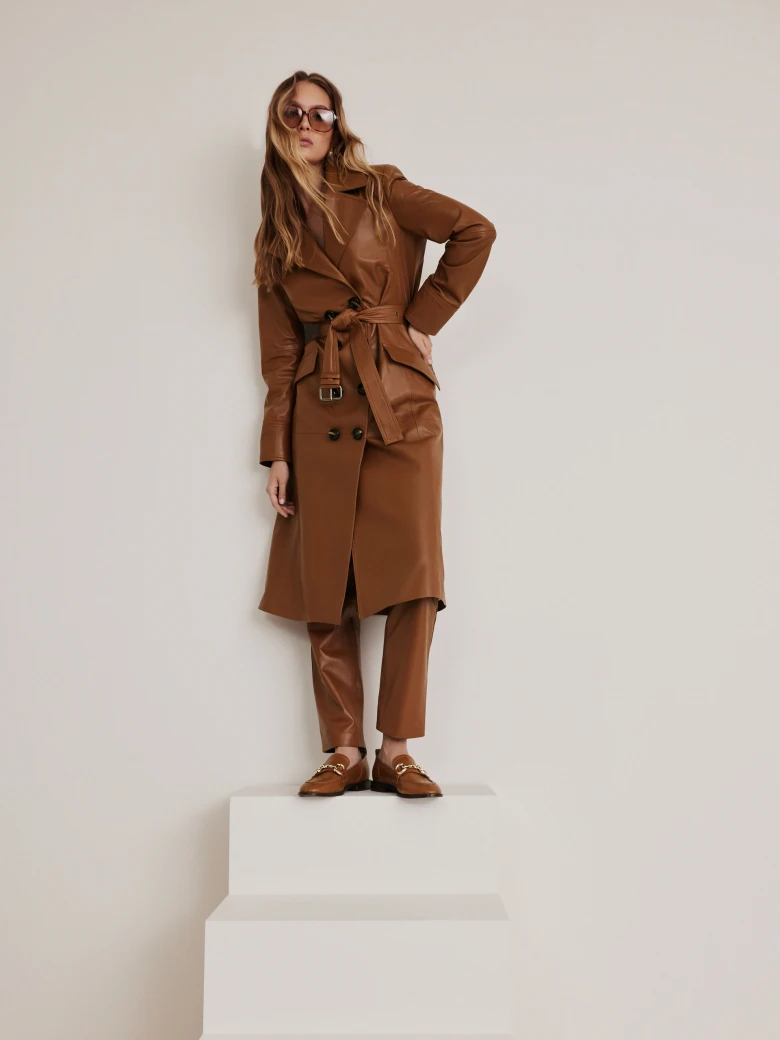 Caramel leather coat