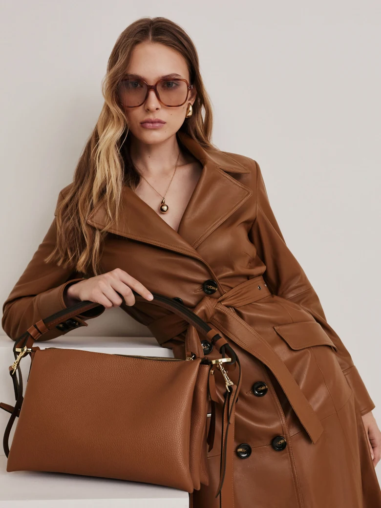 Caramel leather coat