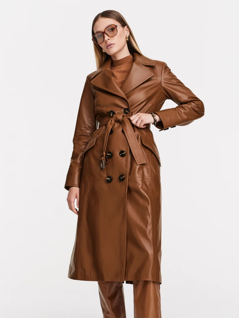 Caramel leather coat