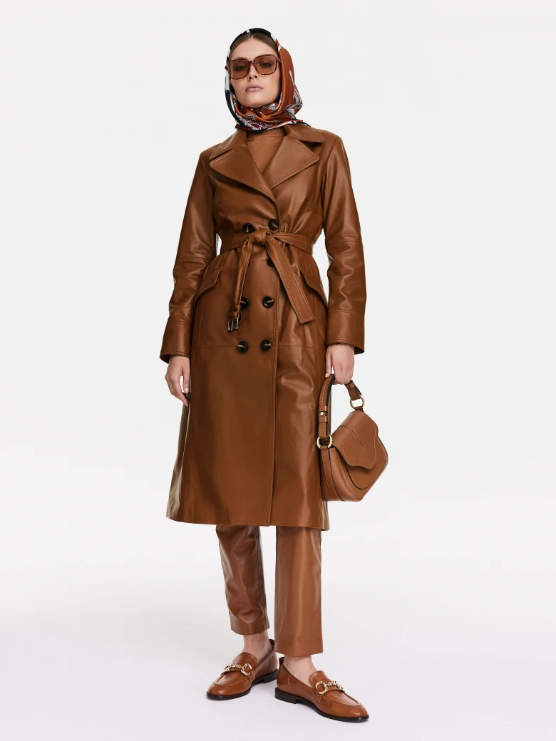 Caramel leather coat