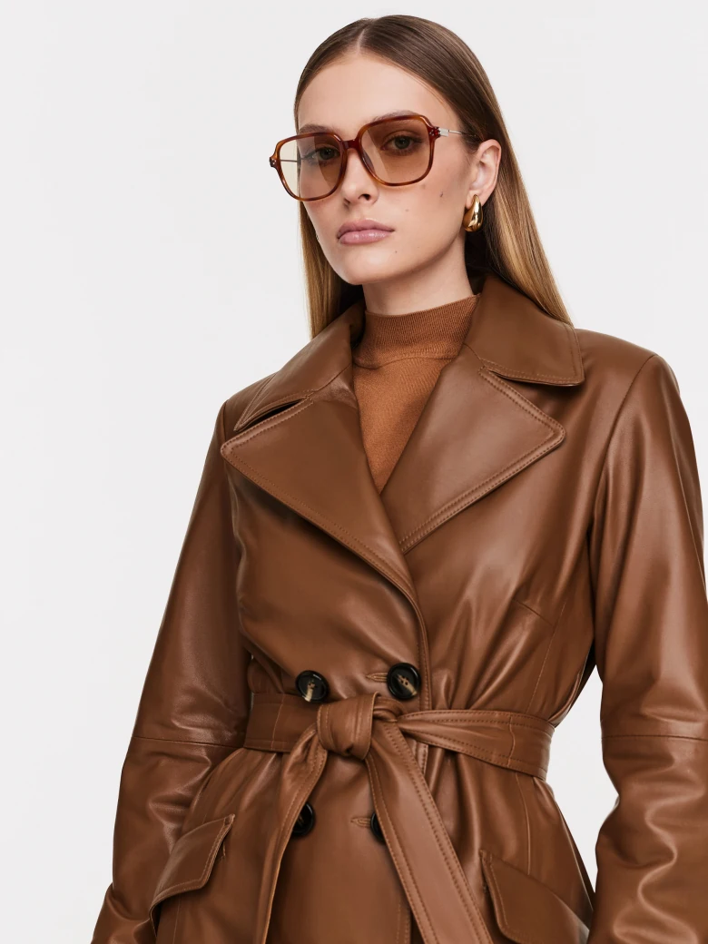 Caramel leather coat