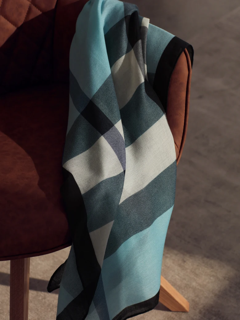 TURQUOISE CHECK SCARF