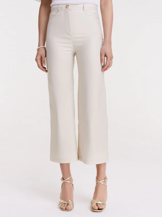 Cream pants with wide legs