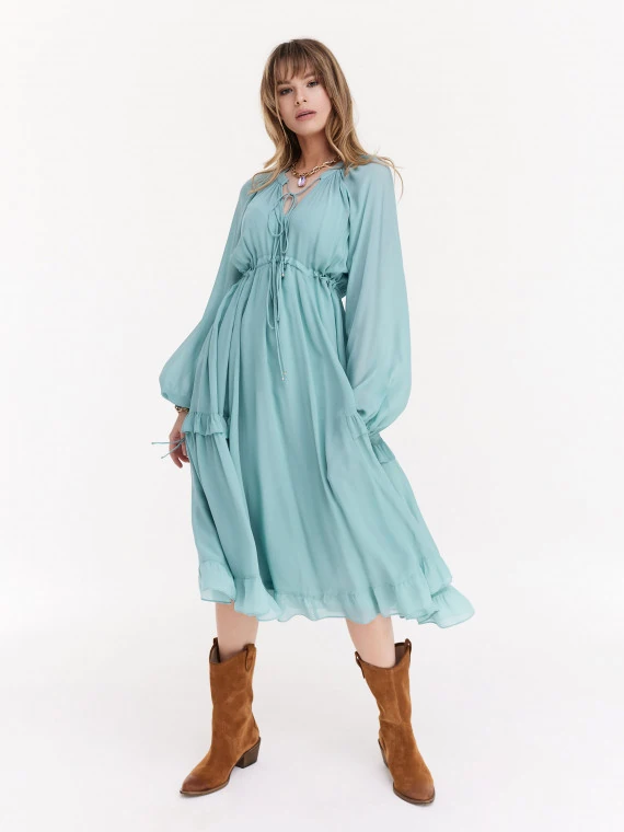 Turquoise viscose midi dress