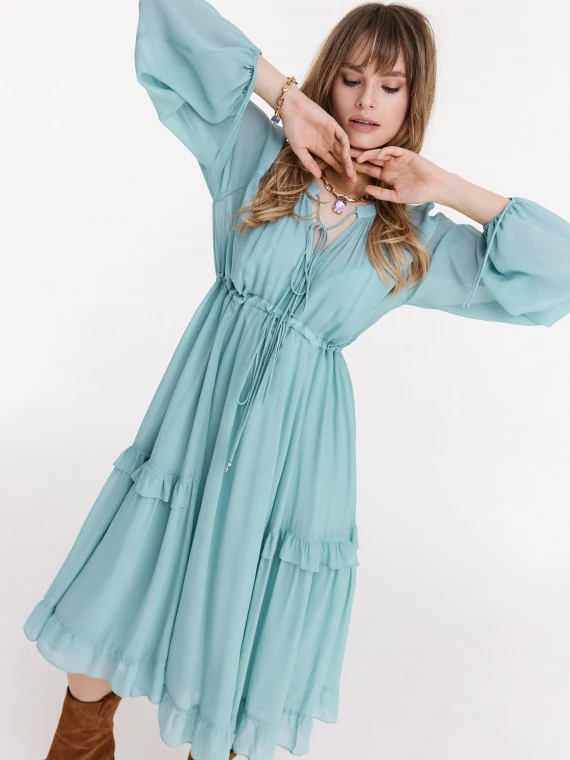 Turquoise viscose midi dress