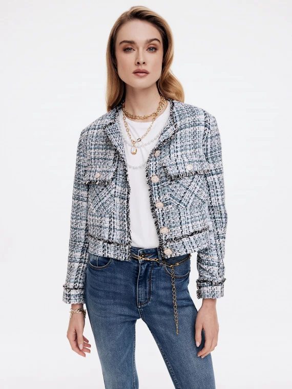 Boxy boucle knit jacket