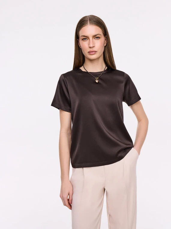 Elegant chocolate-colored silk blouse