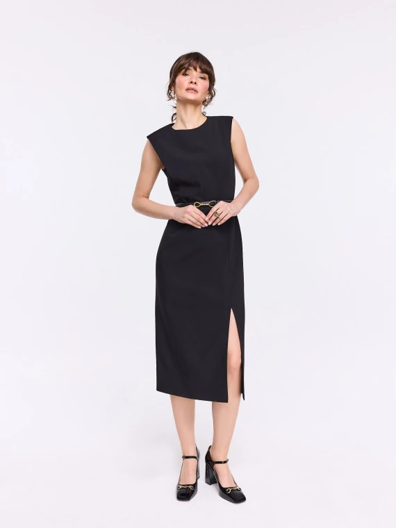 Black sleeveless midi dress