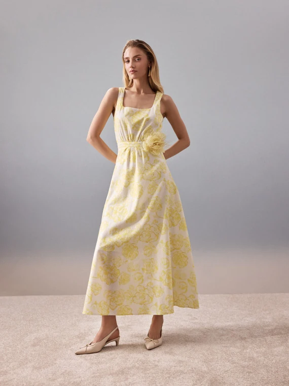 White cotton dress with yellow flowers