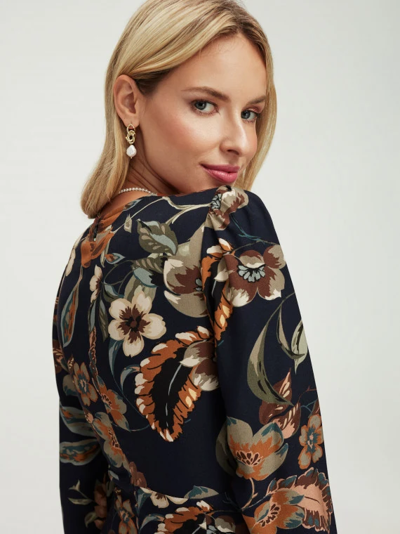 Navy blue floral dress