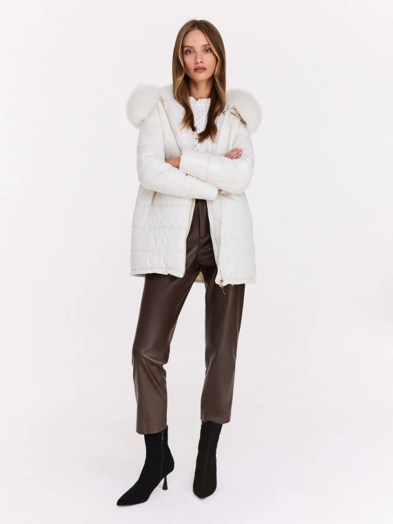 Quilted coat in white color