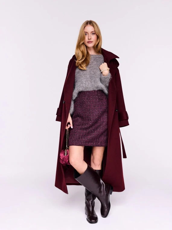 Burgundy high-waisted mini skirt