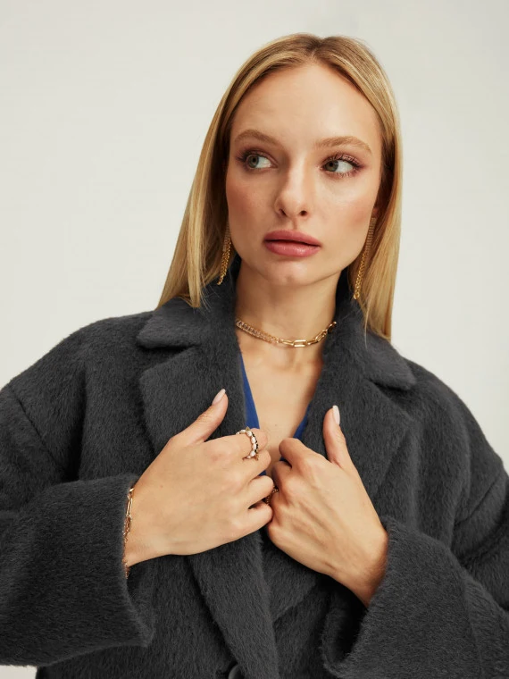 Dark grey wool and alpaca coat