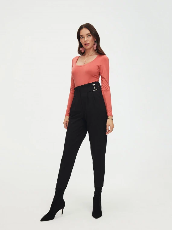 Black cigarette high-waisted pants
