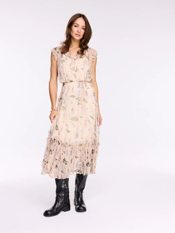 Long beige dress with flowers