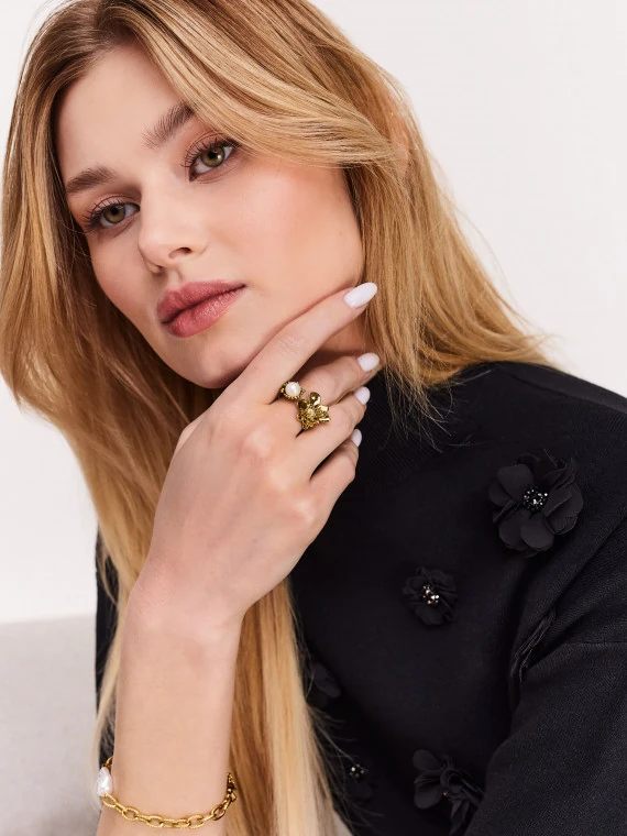 Steel ring in gold color one size